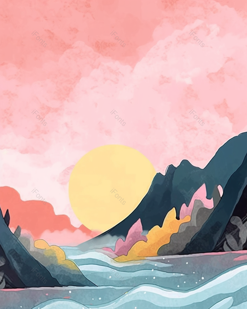 抽象山水风景落日插画,插画/手绘图,插画/手绘图库,插画/手绘图下载,插画/手绘